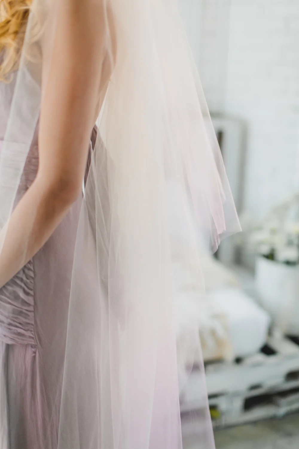Purple Ombre Triple Layer Little Something Wedding Veil #1710
