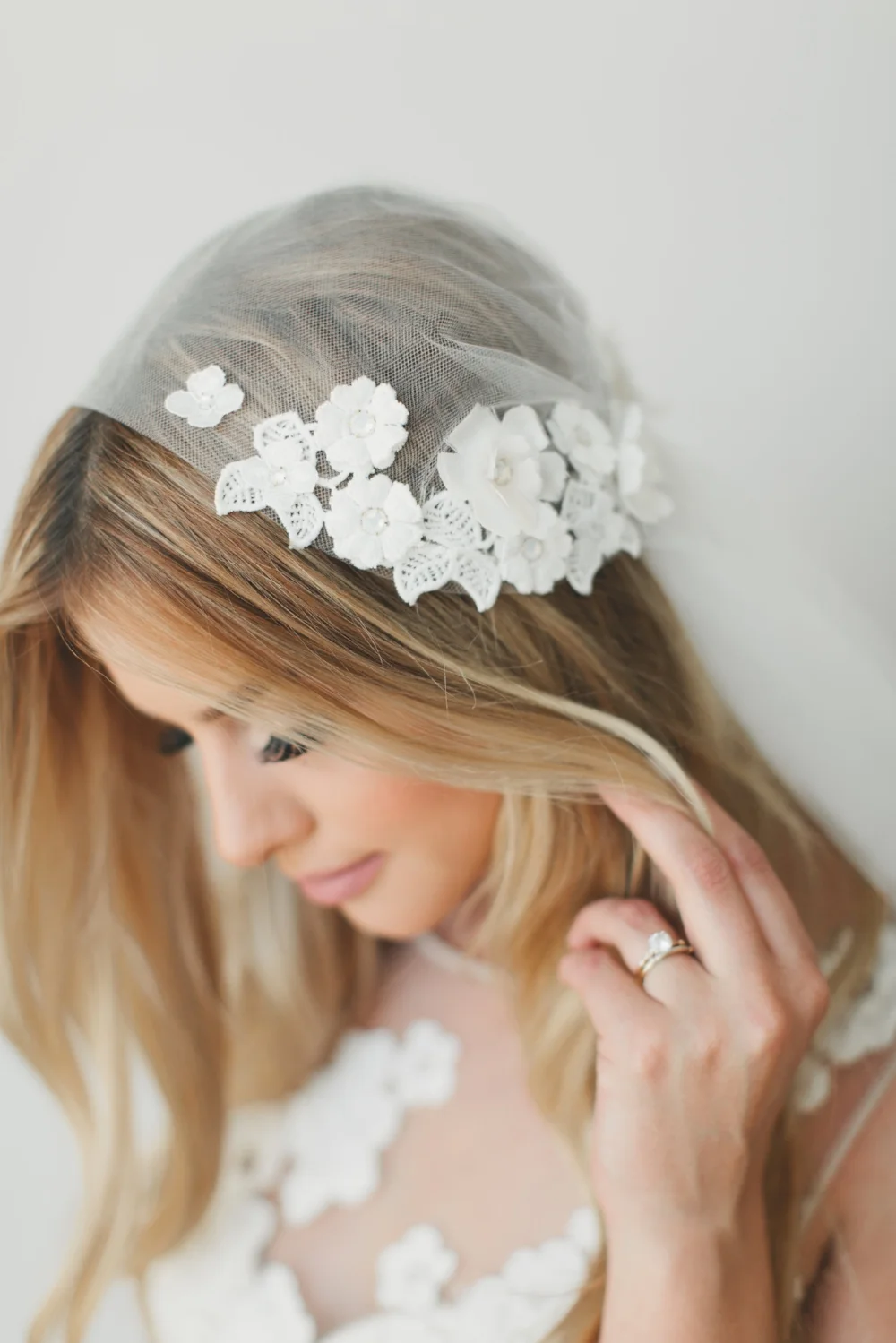 3D Flower Juliet Cap Veil #1730