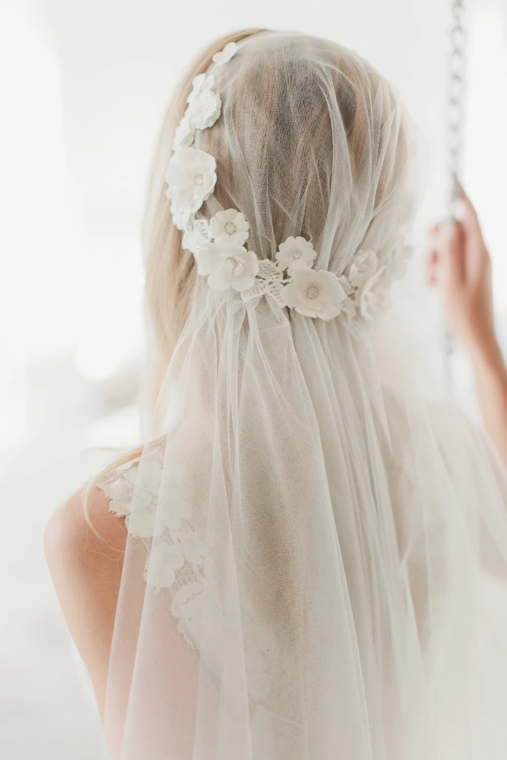 3D Flower Juliet Cap Veil #1730