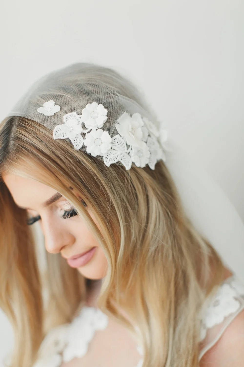 3D Flower Juliet Cap Veil #1730