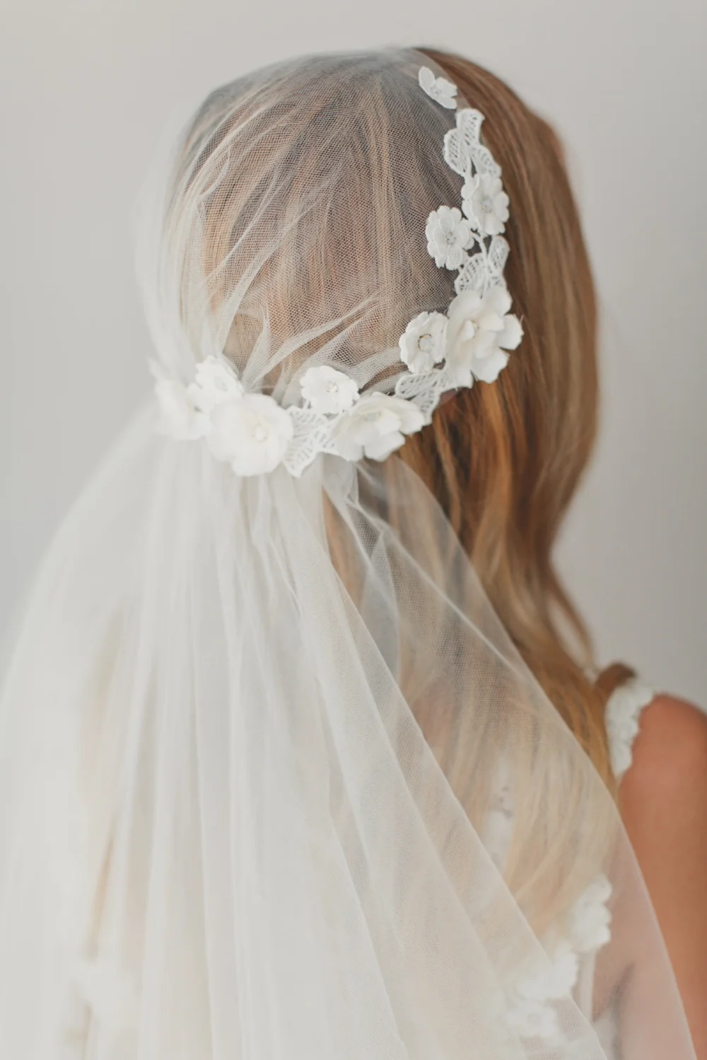 3D Flower Juliet Cap Veil #1730