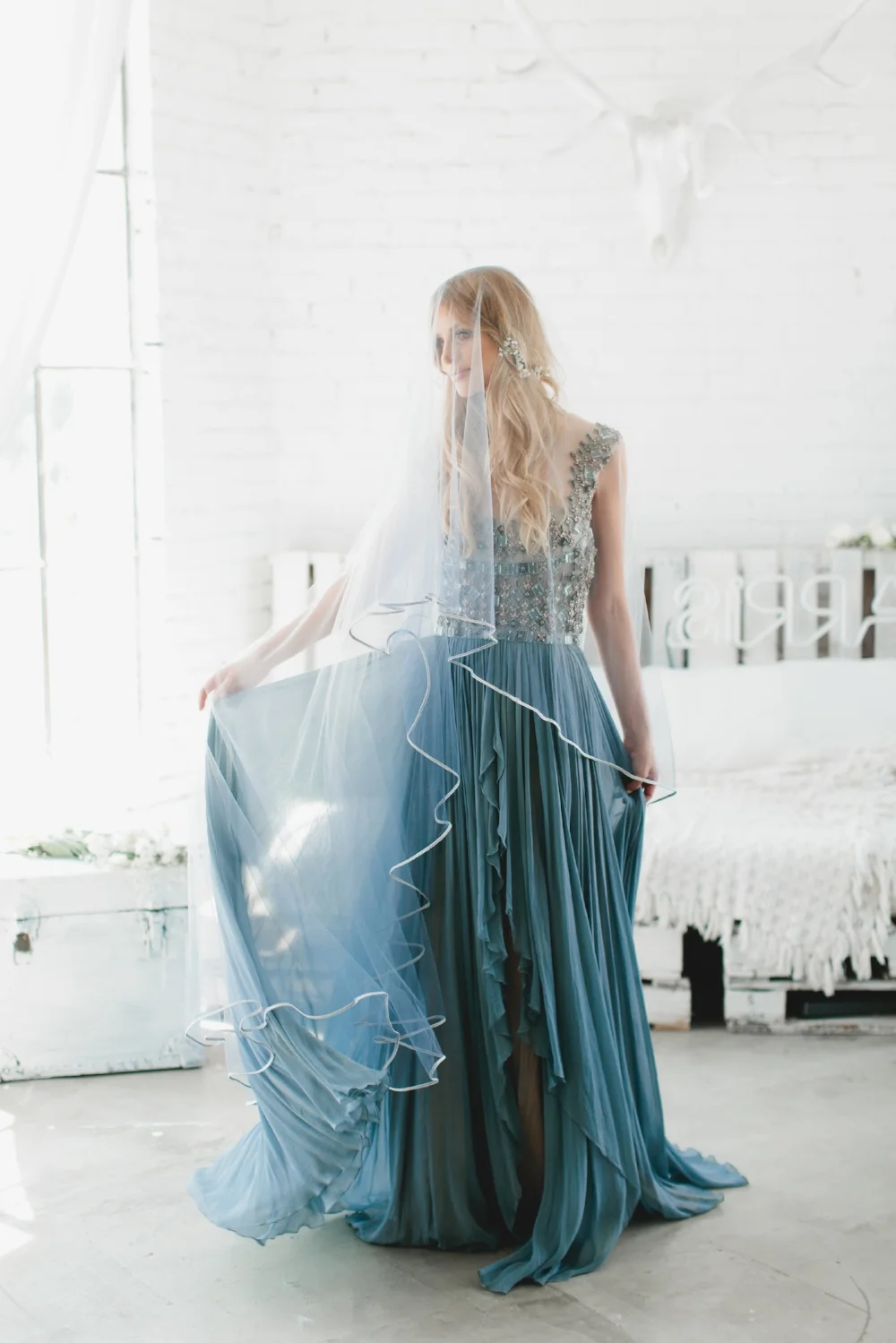 Blue Ombre' Drop Veil #1711