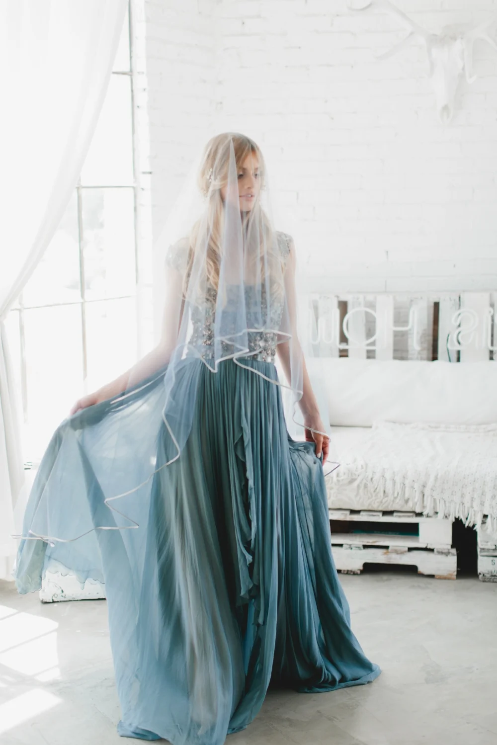 Blue Ombre' Drop Veil #1711