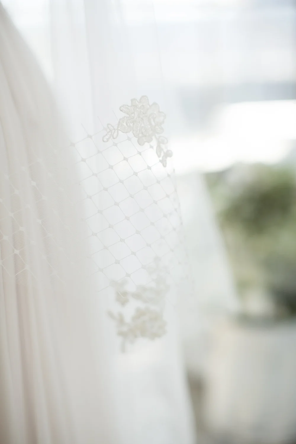 Lace and Russian Net Adorned Drop Veil #1738