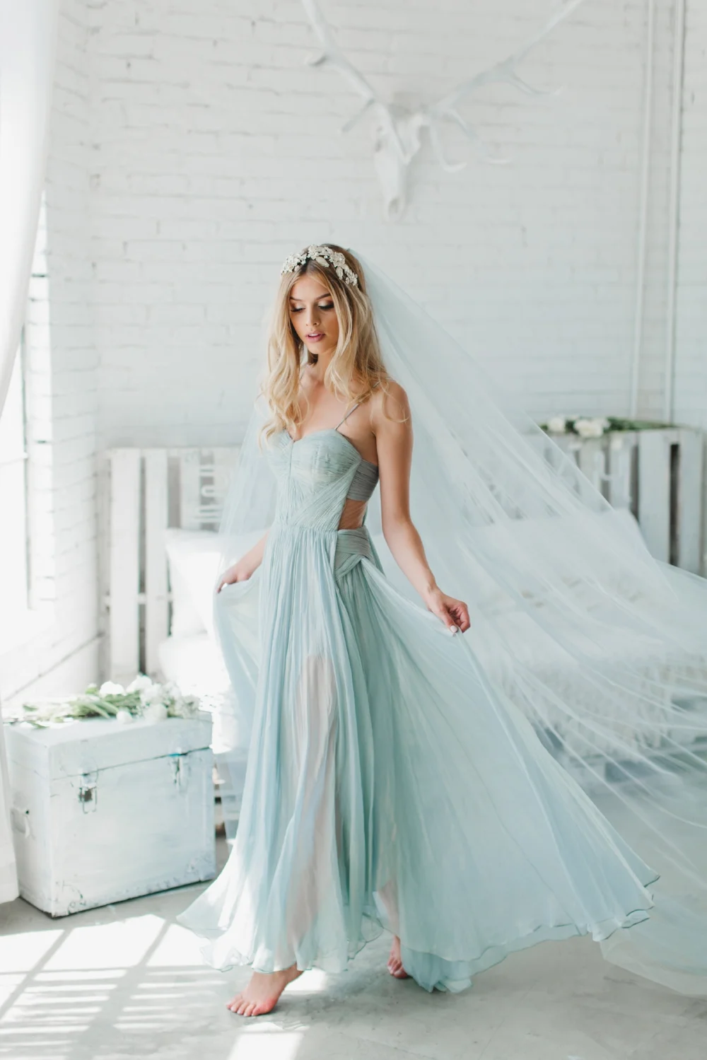 Little Something Blue Wedding Veil #0802