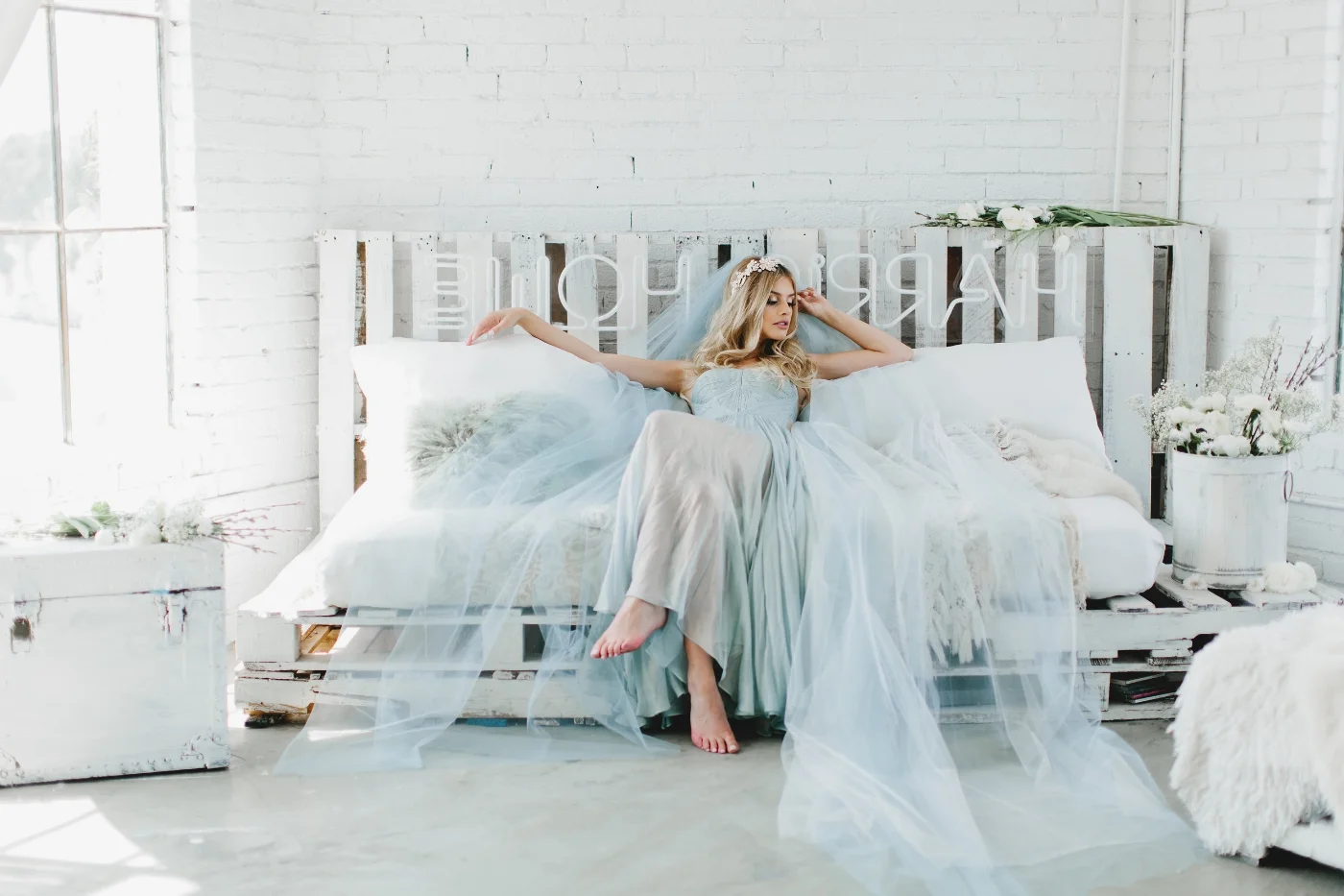 Little Something Blue Wedding Veil #0802