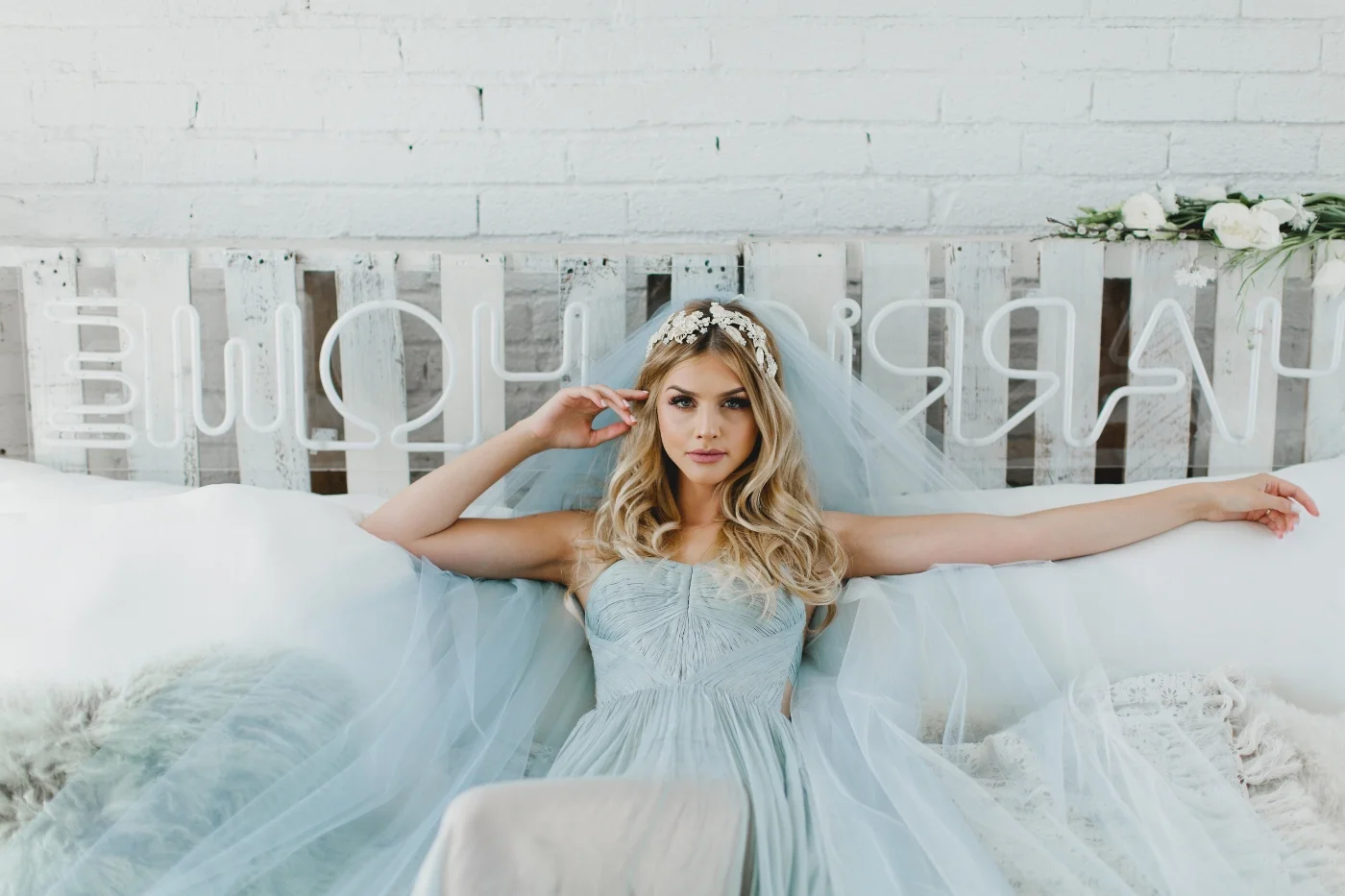Little Something Blue Wedding Veil #0802