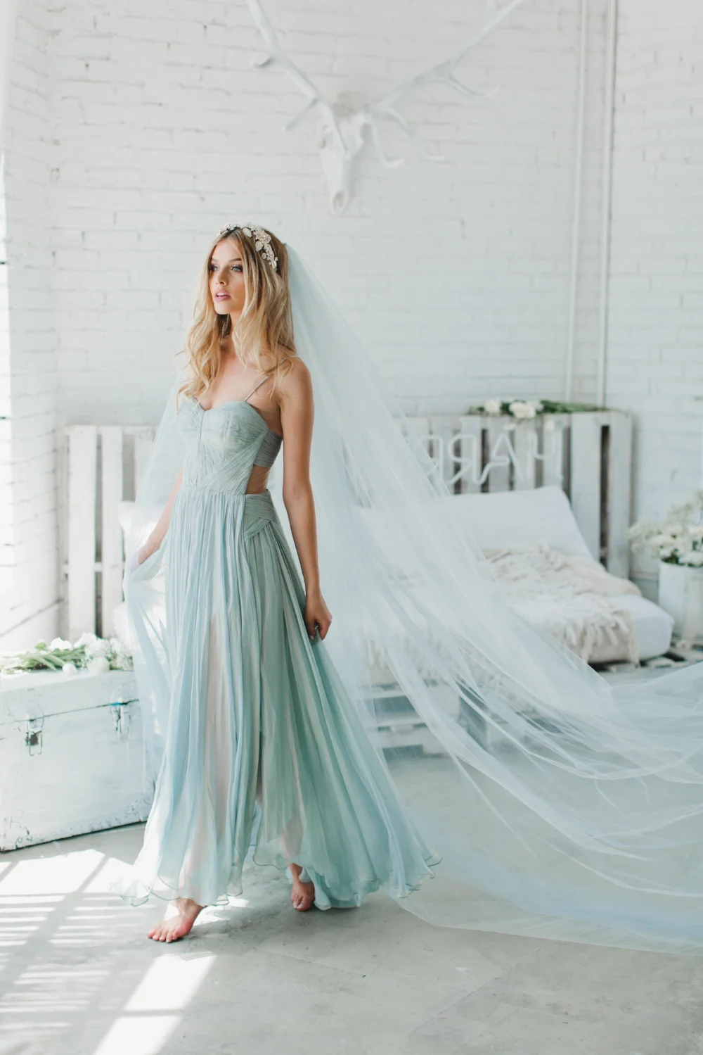 Little Something Blue Wedding Veil #0802
