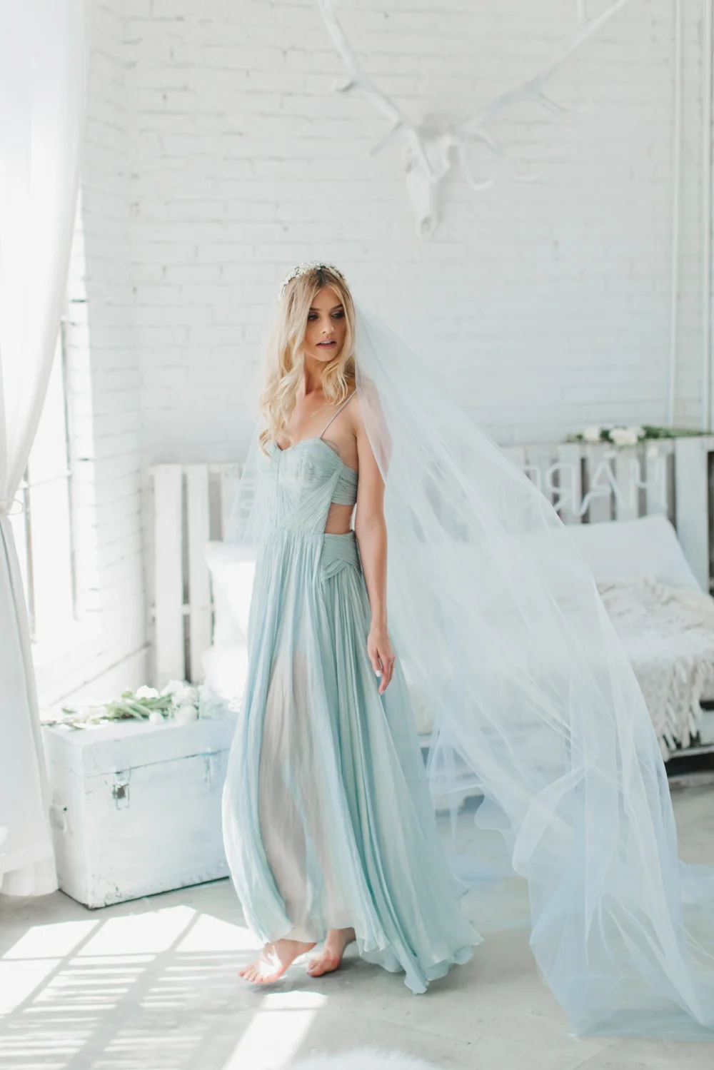 Little Something Blue Wedding Veil #0802
