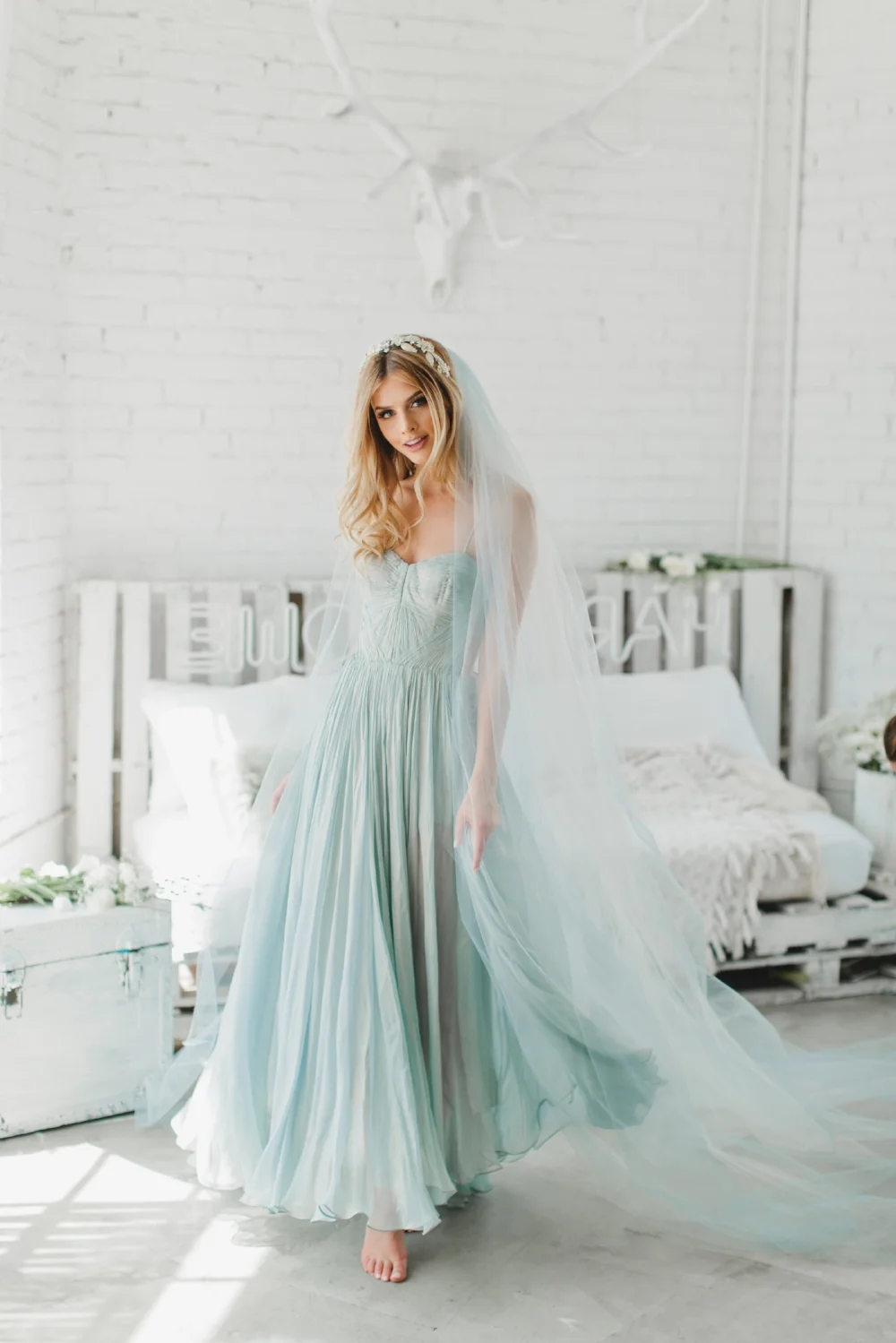 Little Something Blue Wedding Veil #0802