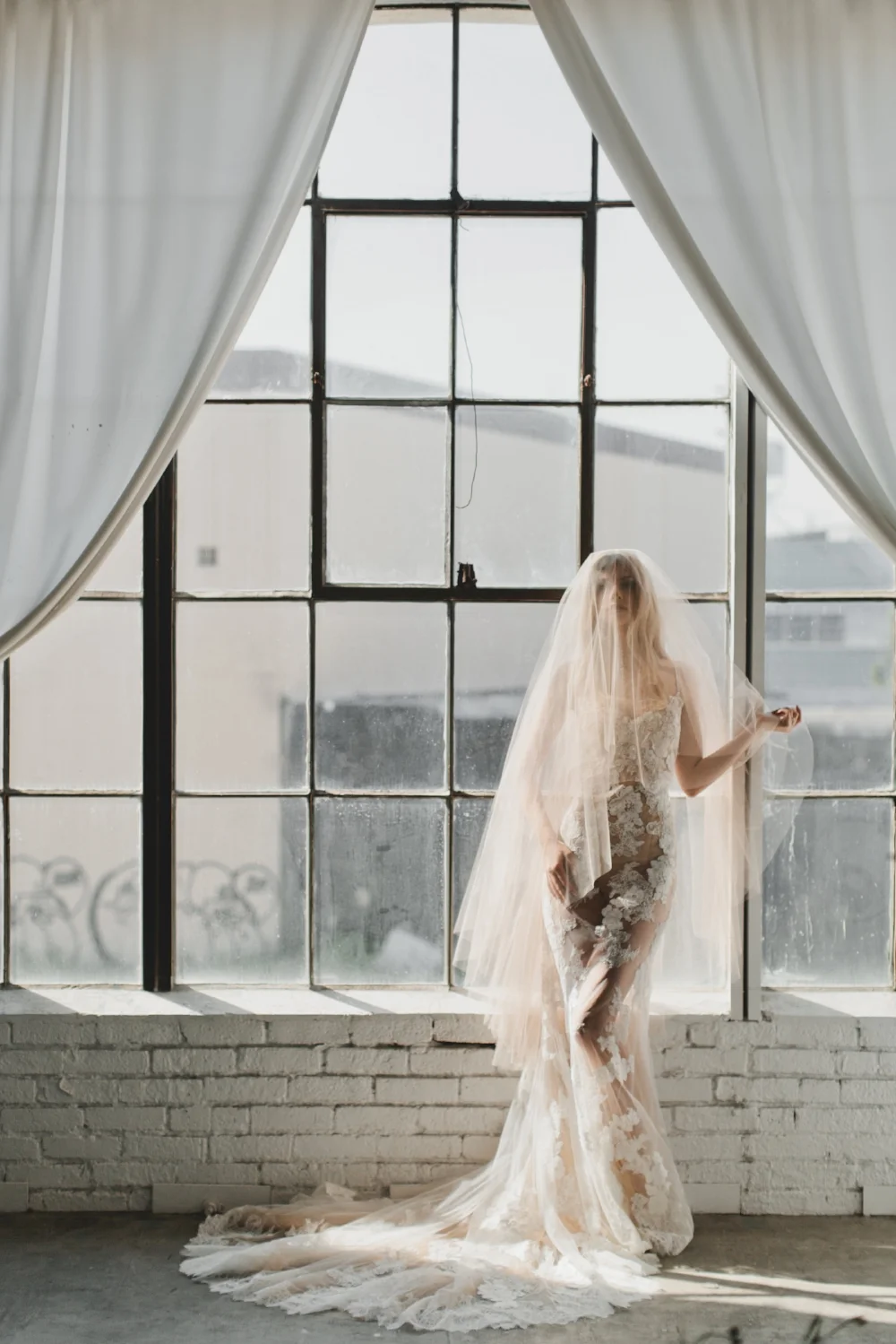 Double Bridal Veil Double Lace Bridal Veil , Lace Wedding Veil, White Ivory  main image 4