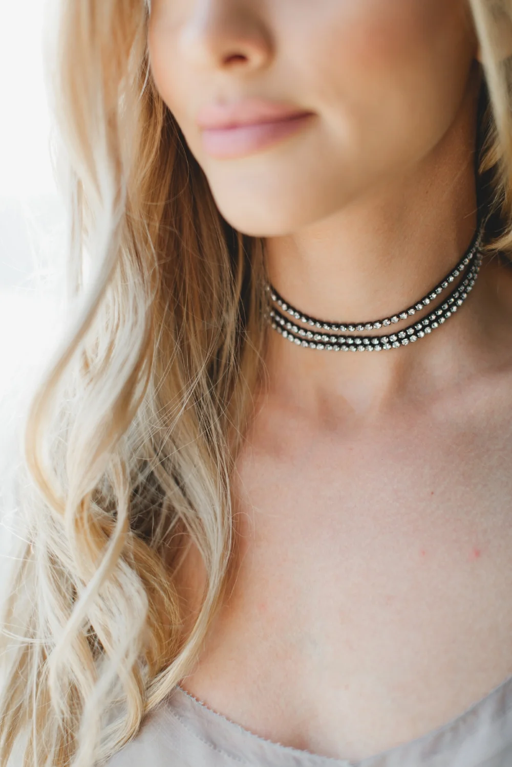 Triple Strand Rhinestone Choker #1743