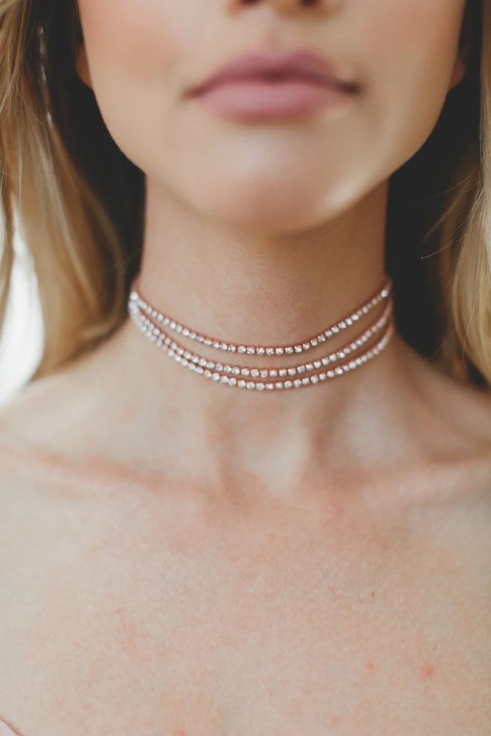Triple Strand Rhinestone Choker #1743