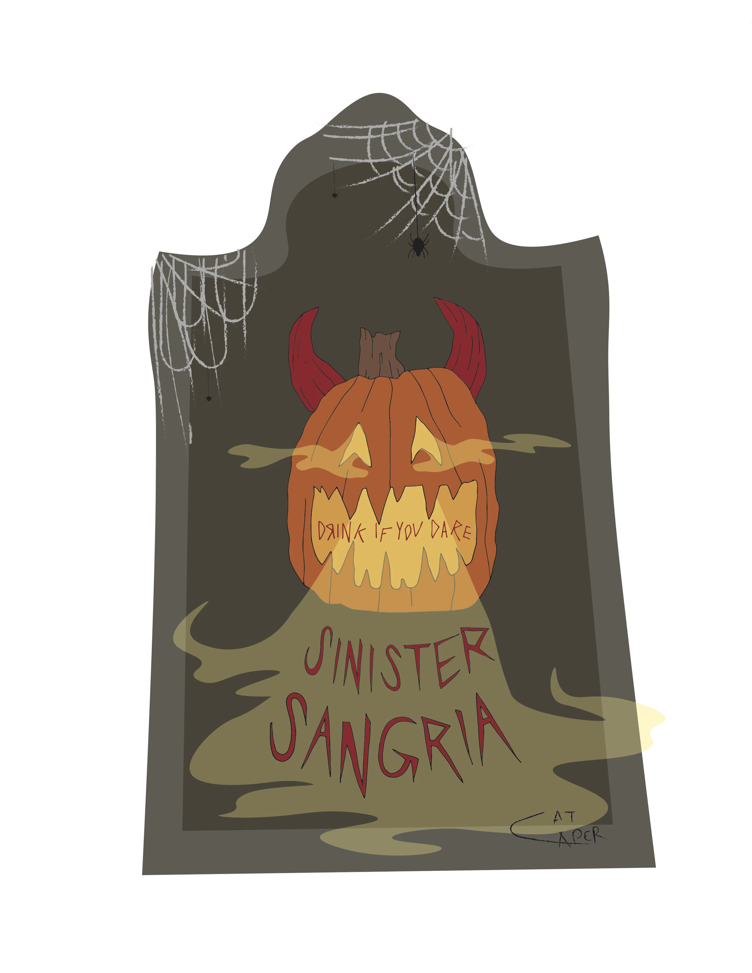  A label I attached to a sangria beverage dispenser at a halloween party 