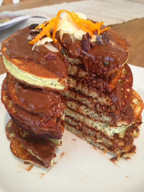 Not-So-Vanilla Protein Pancakes with Jaffa Ganache