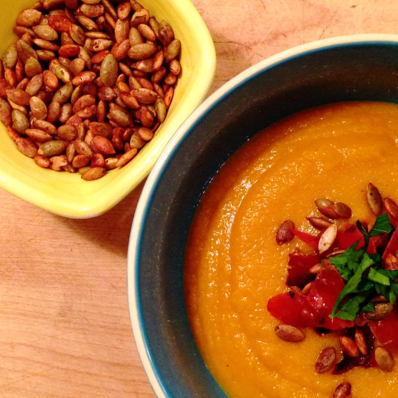 Roasted Pumpkin Soup with Crunchy Bits