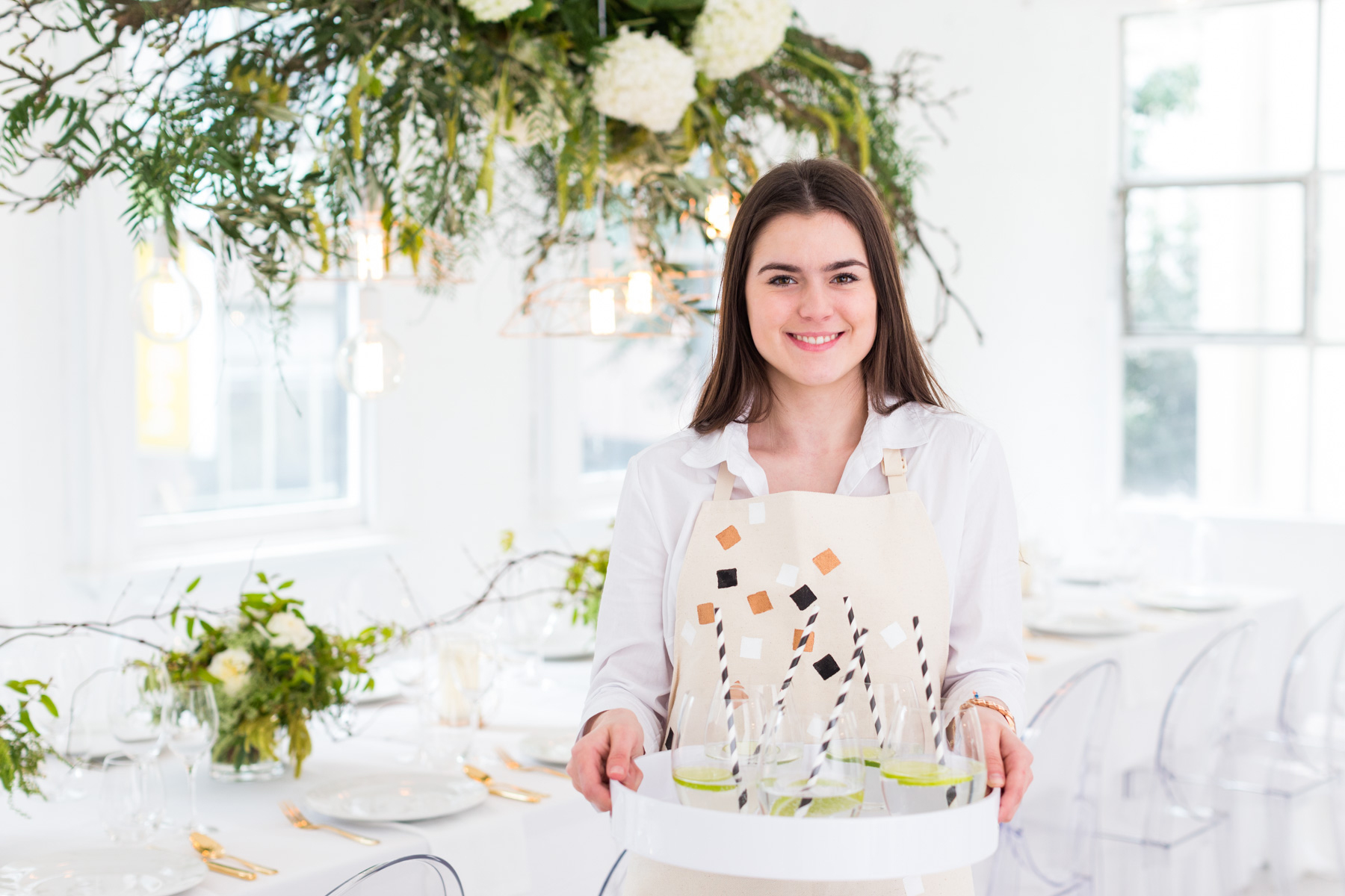 Image: Fazeek's hand painted confetti multi colour aprons.