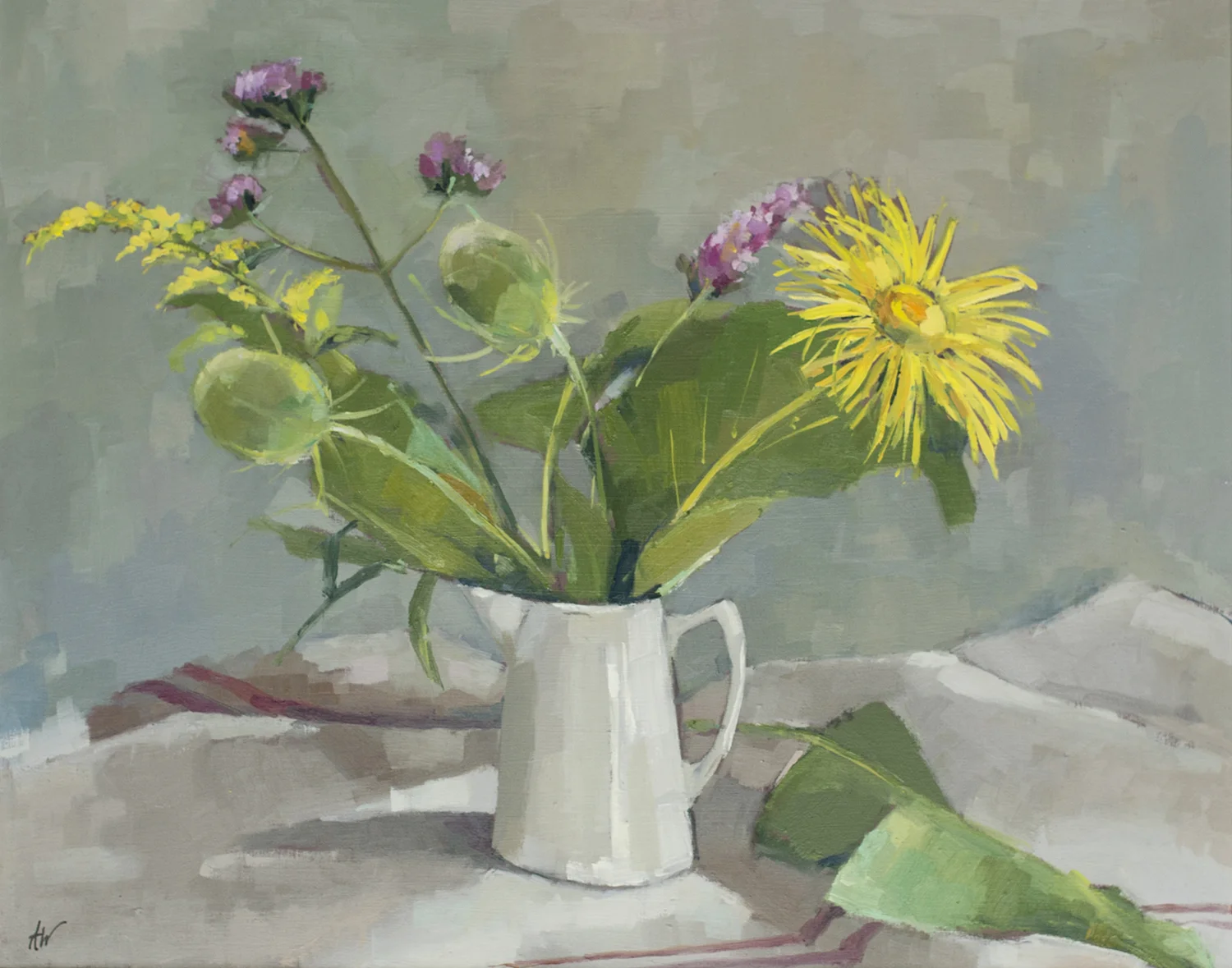 Inula magnifica and teasels from Great Dixter