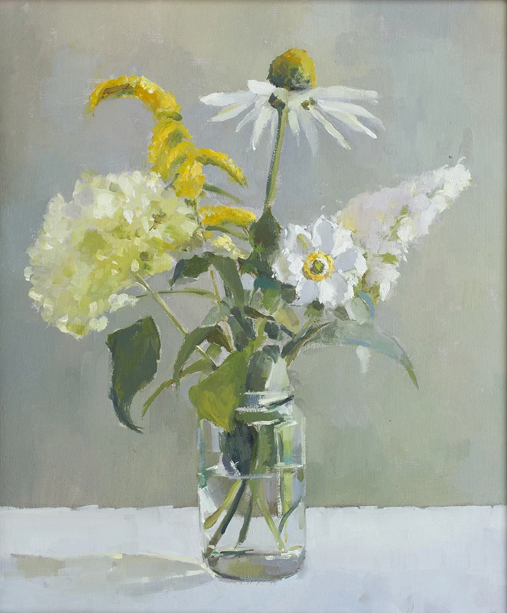 Hydrangea, goldenrod & Japanese anemone