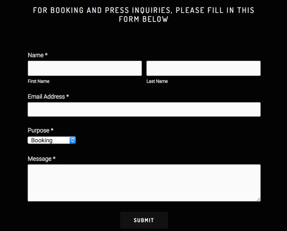Booking form