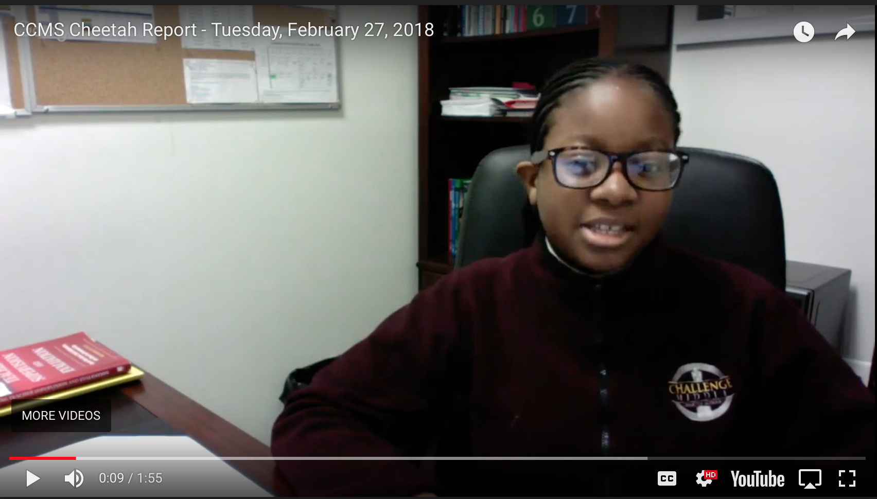 Middle School Scholars give the daily Cheetah Report.