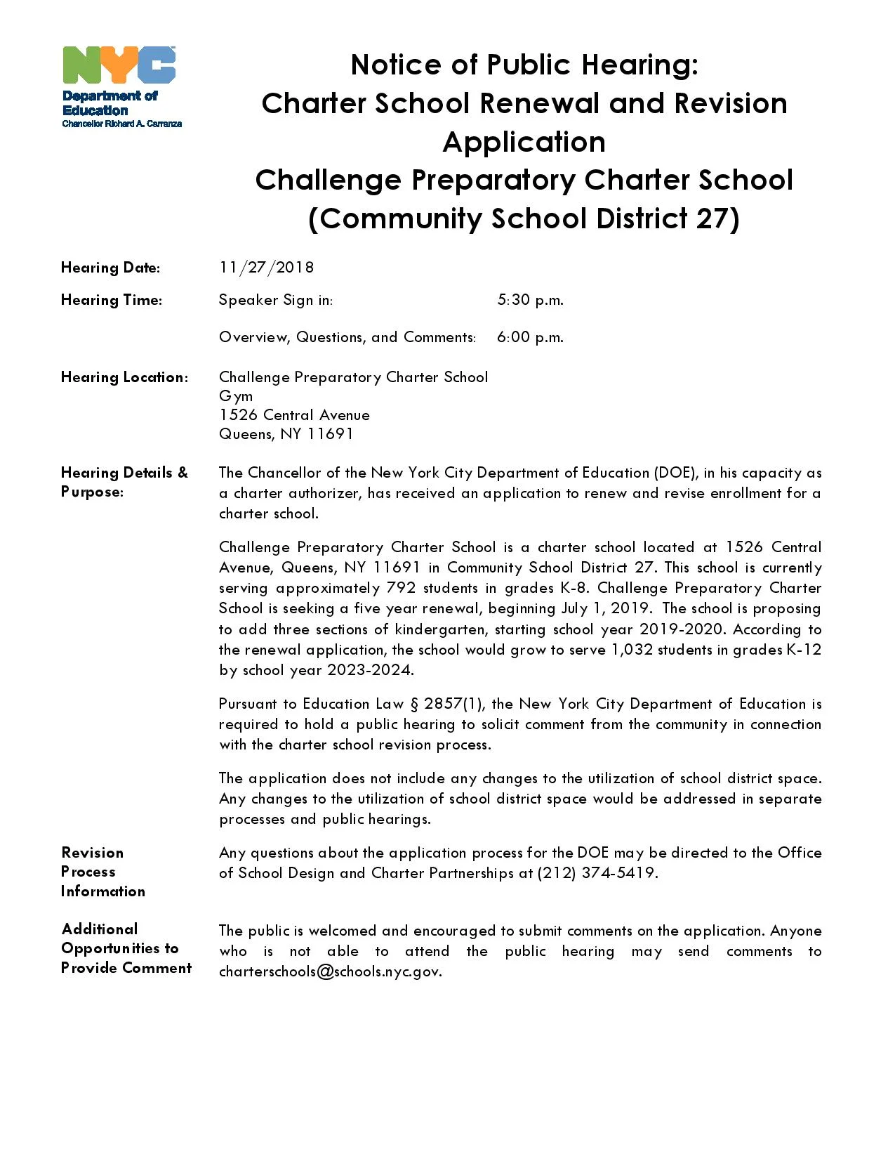 English Version of Public Hearing Notice