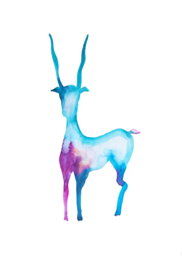 Cerf blesse , 2016, watercolor on paper, 30x40cm, private collection