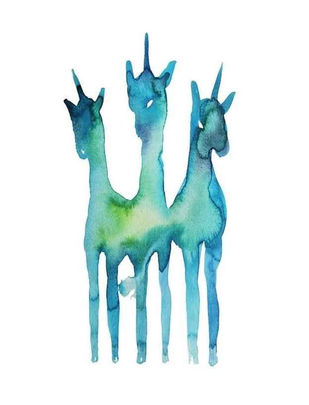 Licornes , 2013, watercolor on paper, 29,7x43cm, private collection