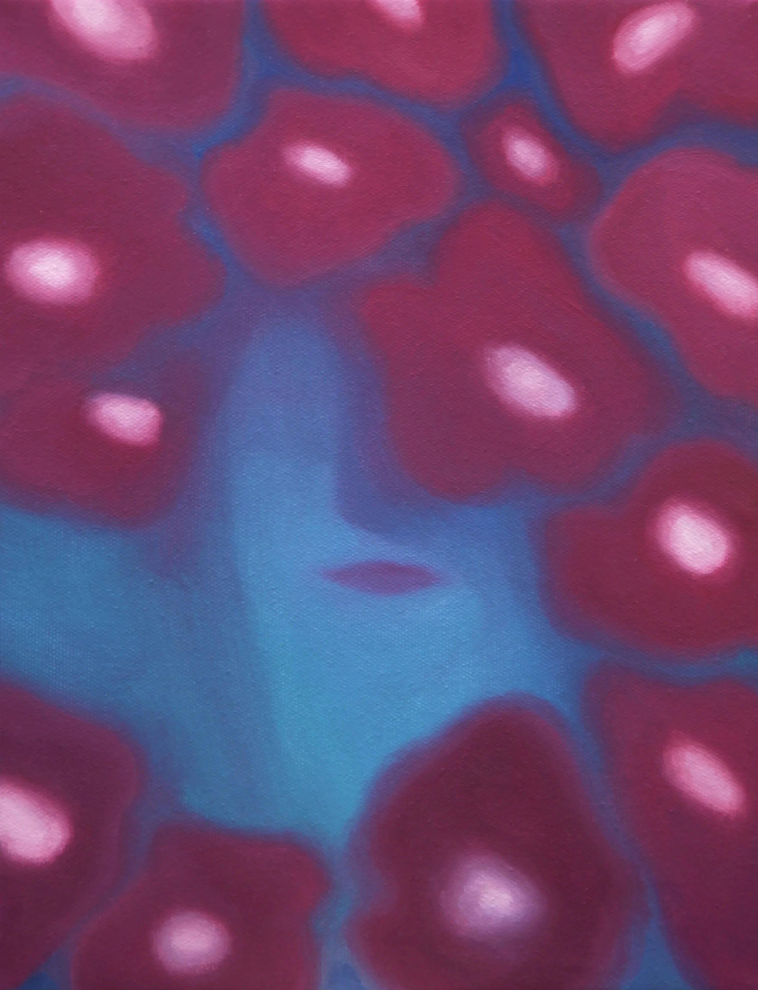 Camelias on the island , 2018, oil on linen canvas, 35x27cm