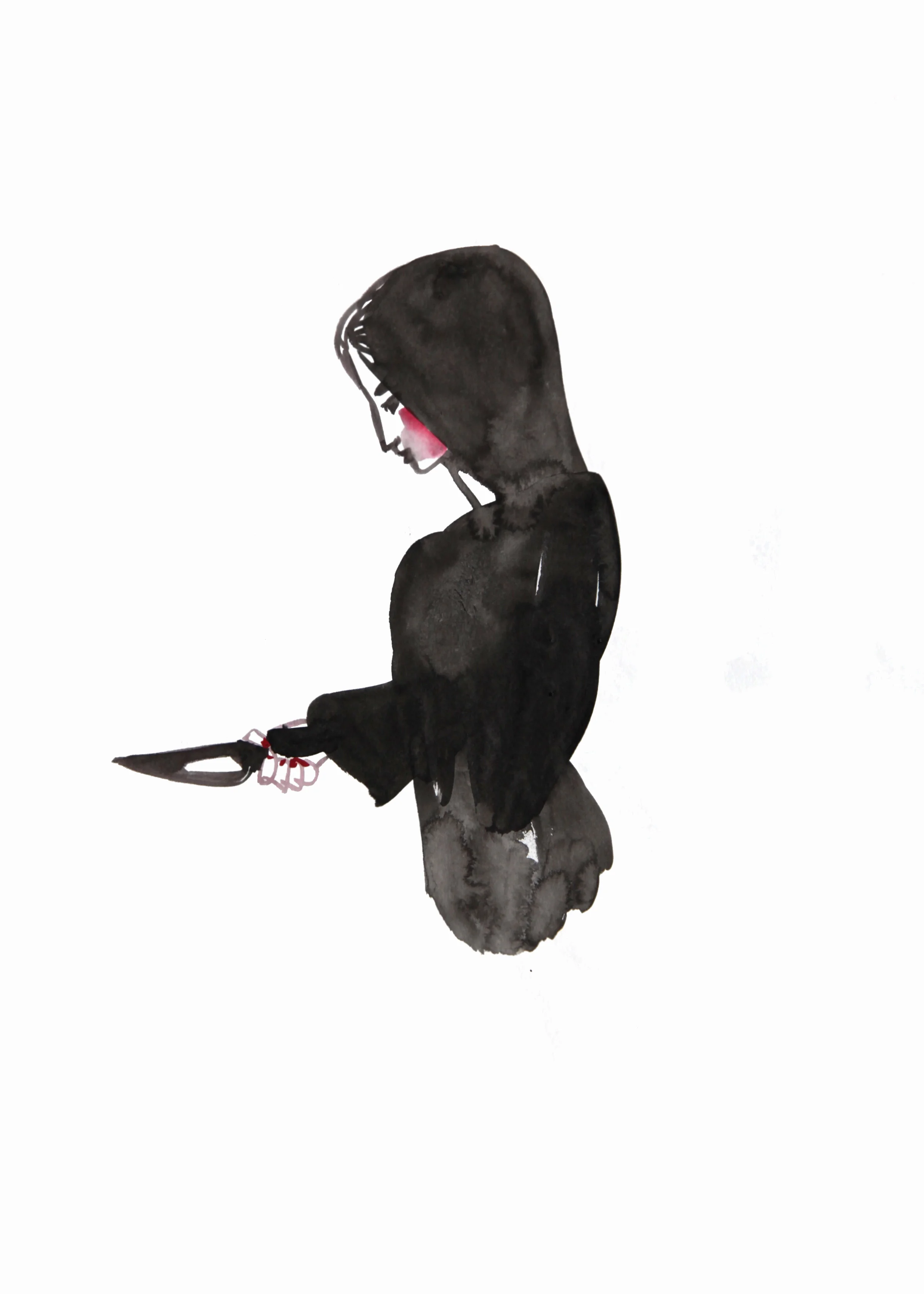 Sketch for performance , 2014, Indian ink and red ink on paper, 50x40cm
