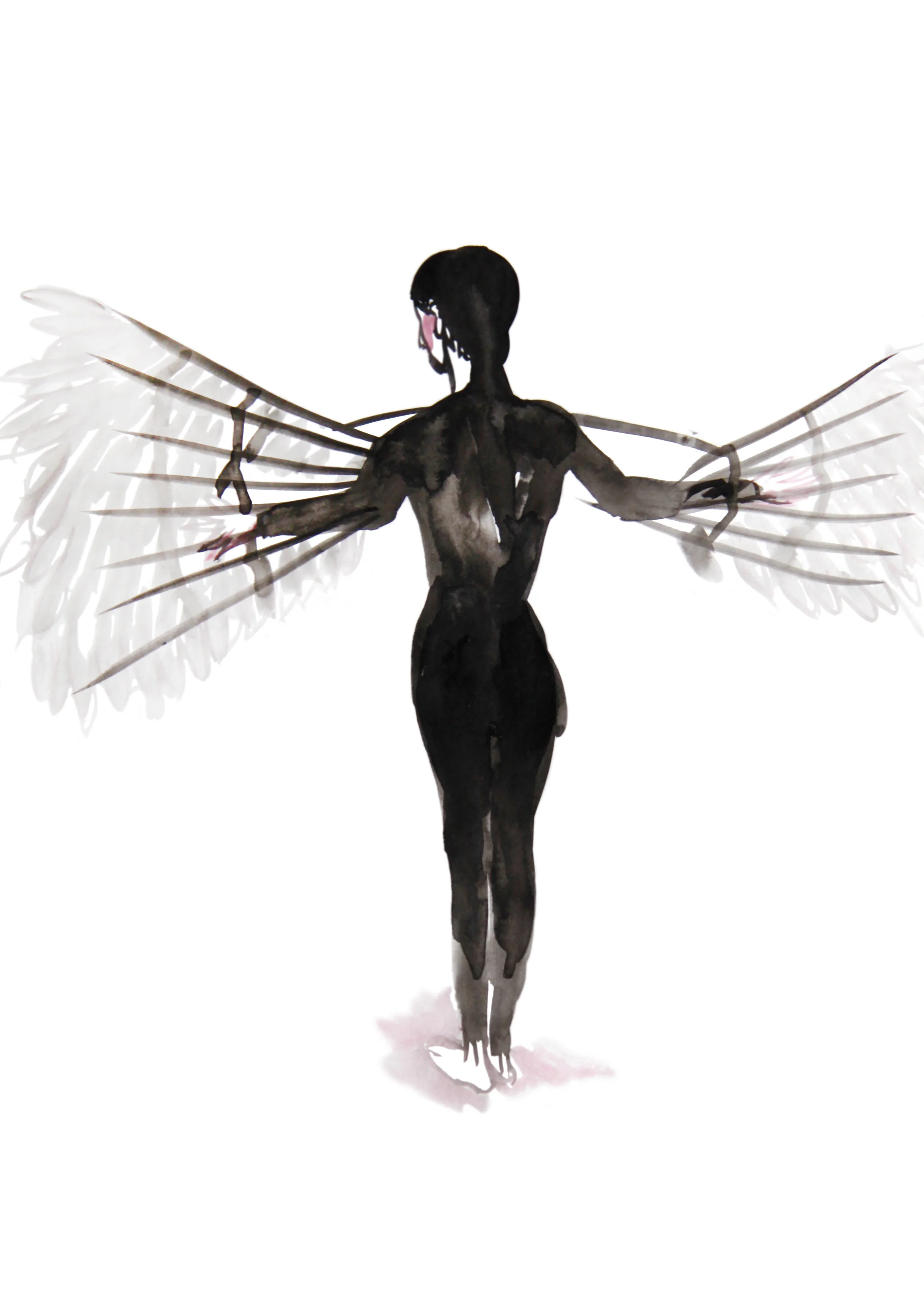 Sketch for performance, 2014, Indian ink and red ink on paper, 50x40cm