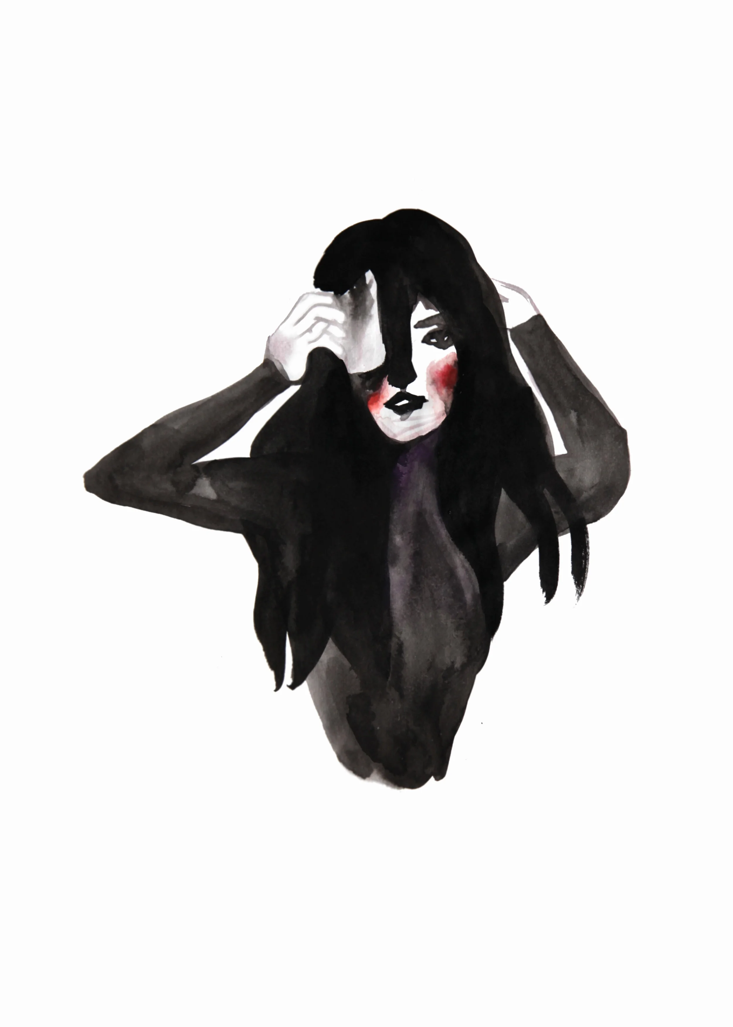 Sketch for performance , 2014, Indian ink and red ink on paper, 50x40cm