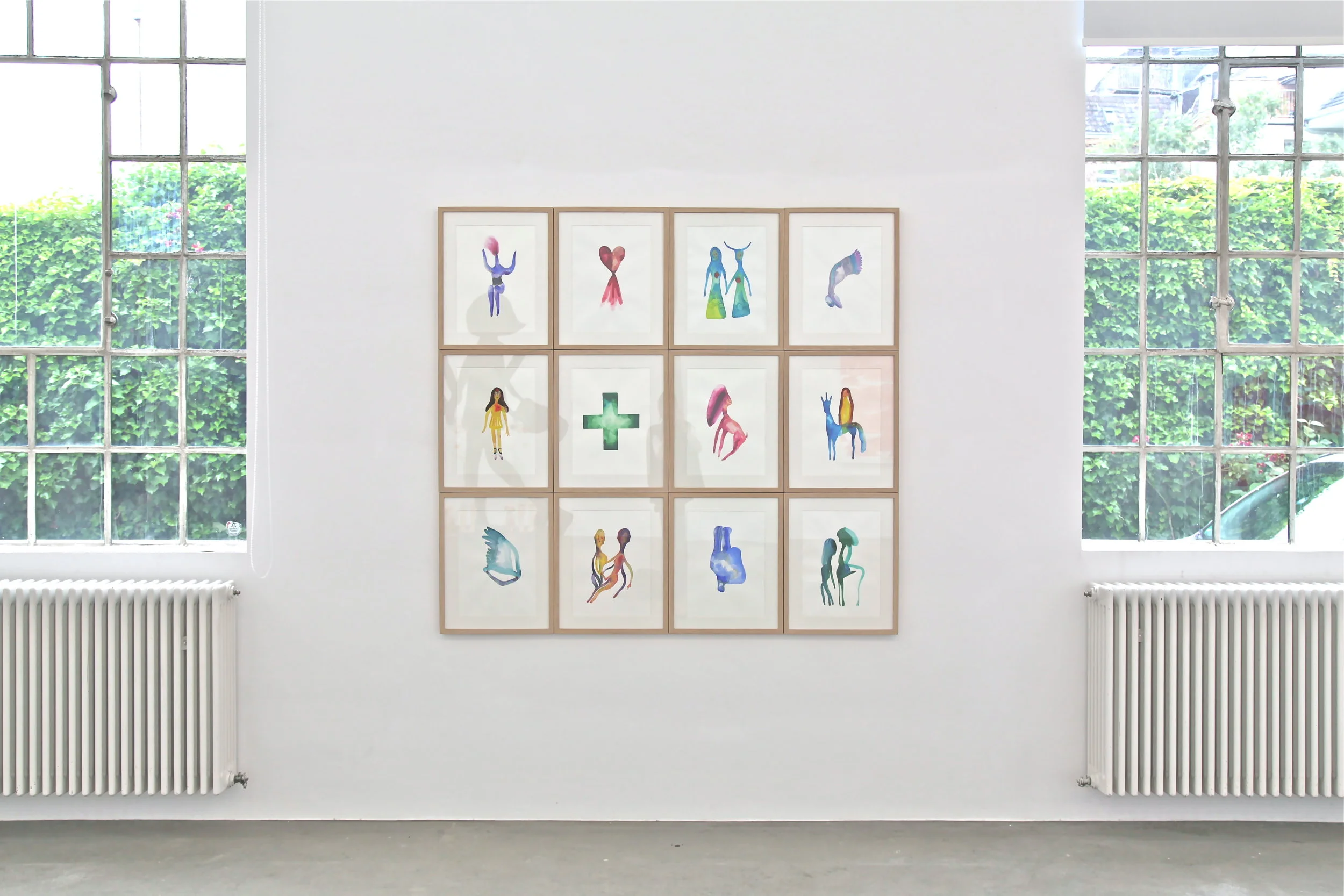 The Sick Rose , 2015, installation made of 16 watercolor drawings on paper, 170x157,4cm