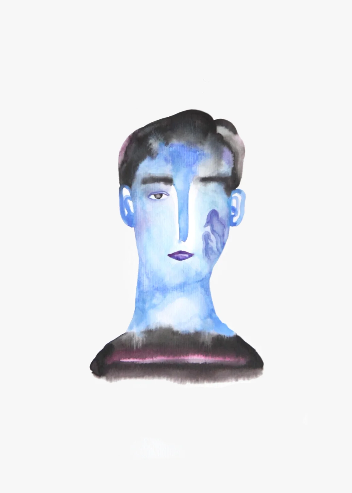 Garçon et les oiseaux , 2015, watercolor on paper, 40x30cm