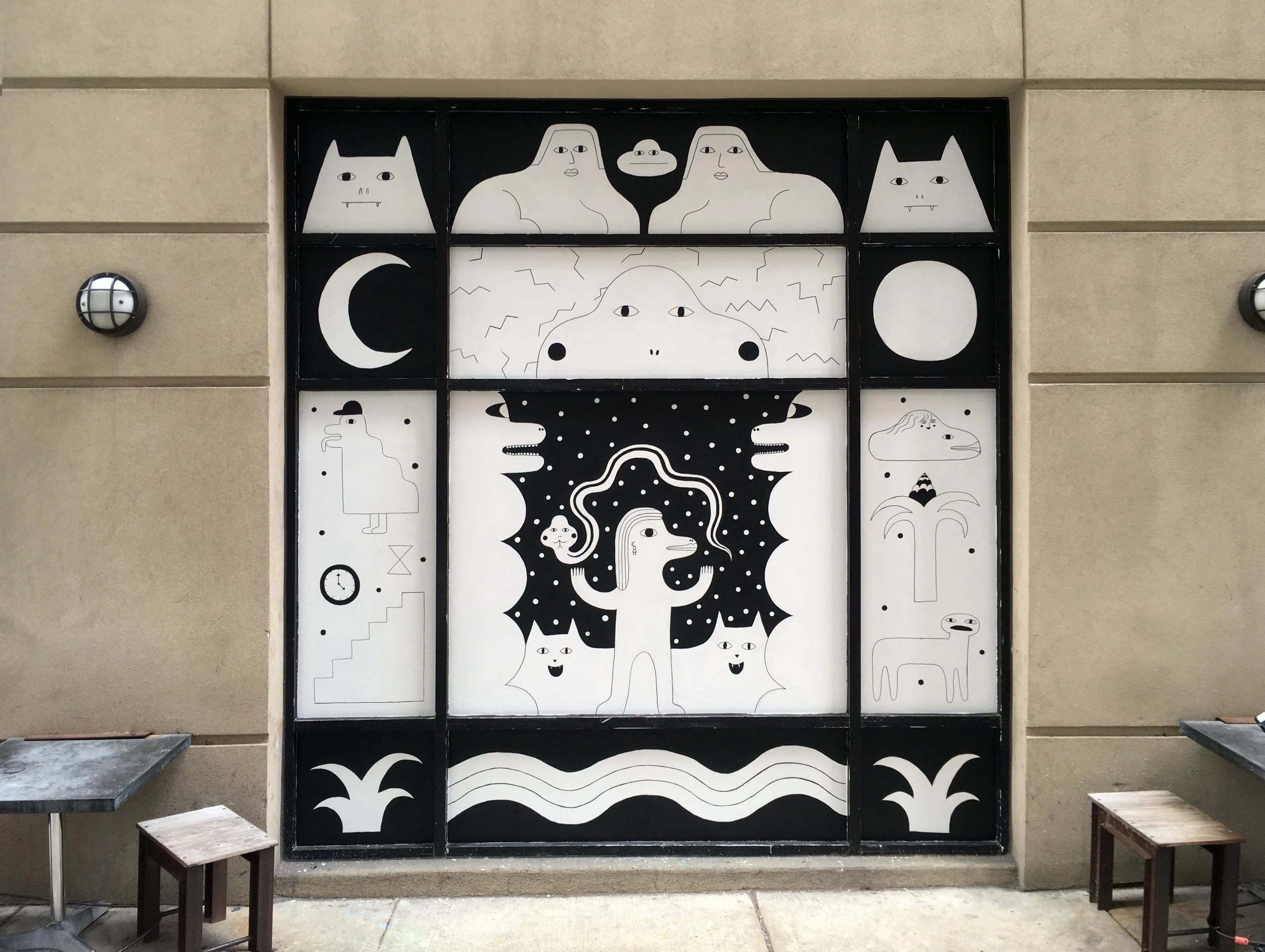 Mural on glass, Elixr Coffee, Philadelphia, PA 2016