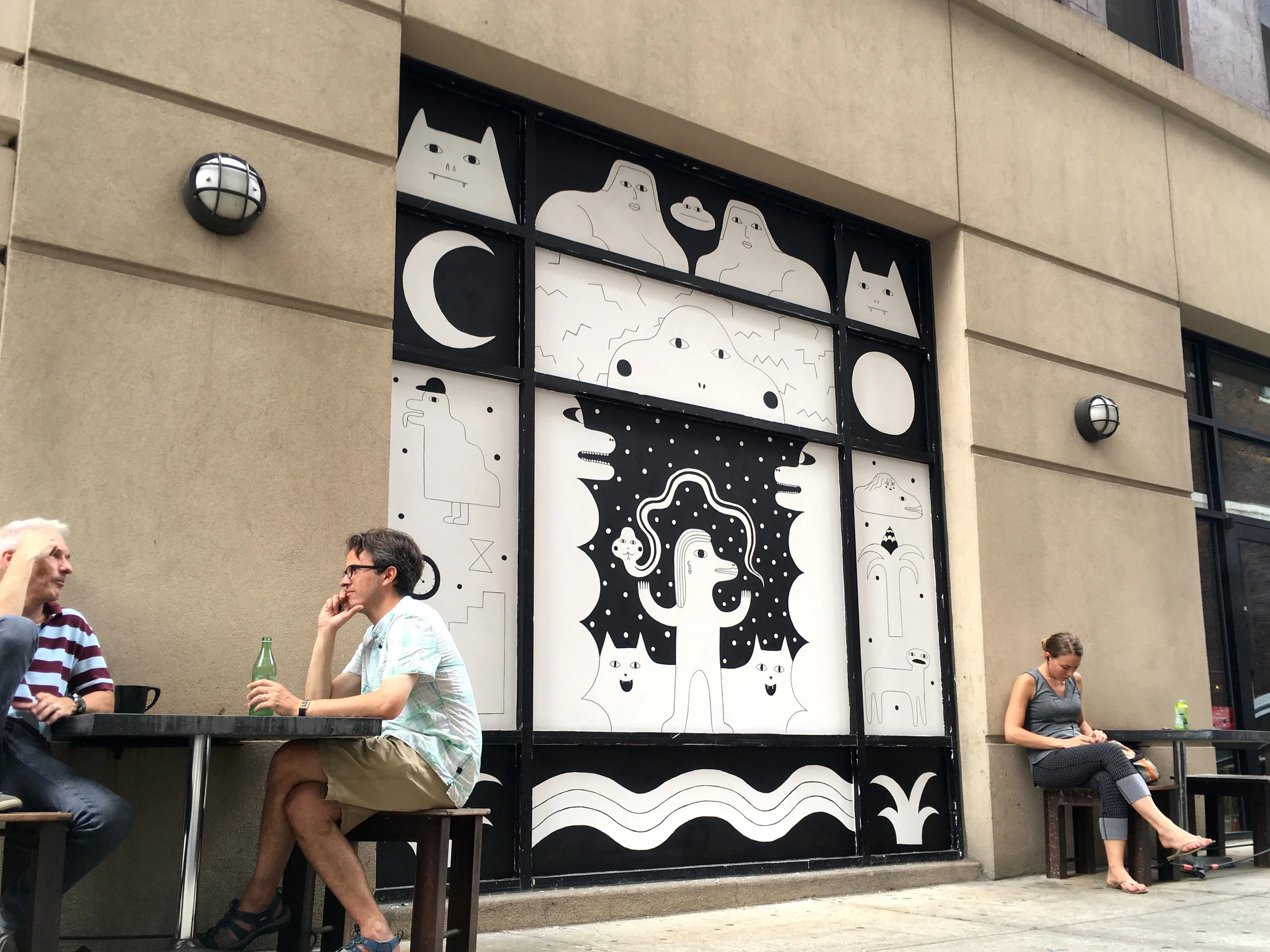 Mural on glass, Elixr Coffee, Philadelphia, PA 2016