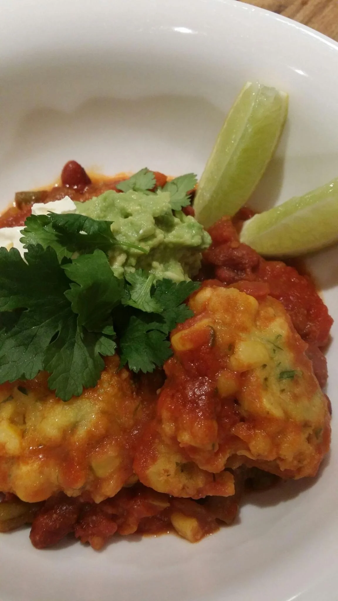 Mary's vegetarian chilli con carne with polenta dumplings!