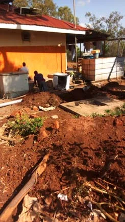 Pipes for running water being installed