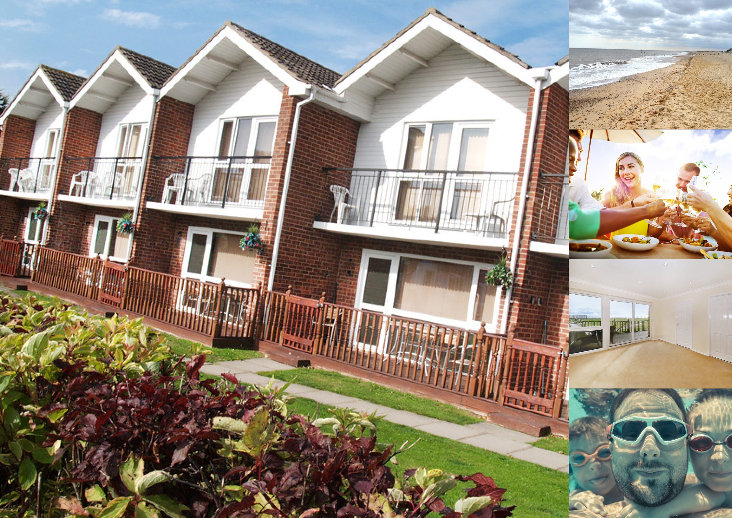 Above: Choose from 2 and 3 bedroom brick built holiday properties and benefit from an indoor swimming pool, newly refurbished bar & restaurant and stunning cliff top views! 