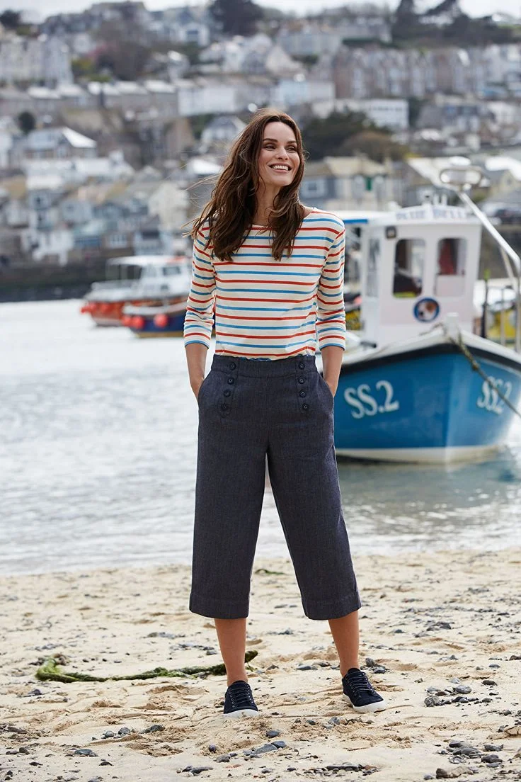 Image: Get a classic Breton style striped jumper for a coastal walk (image from Pinterest) 