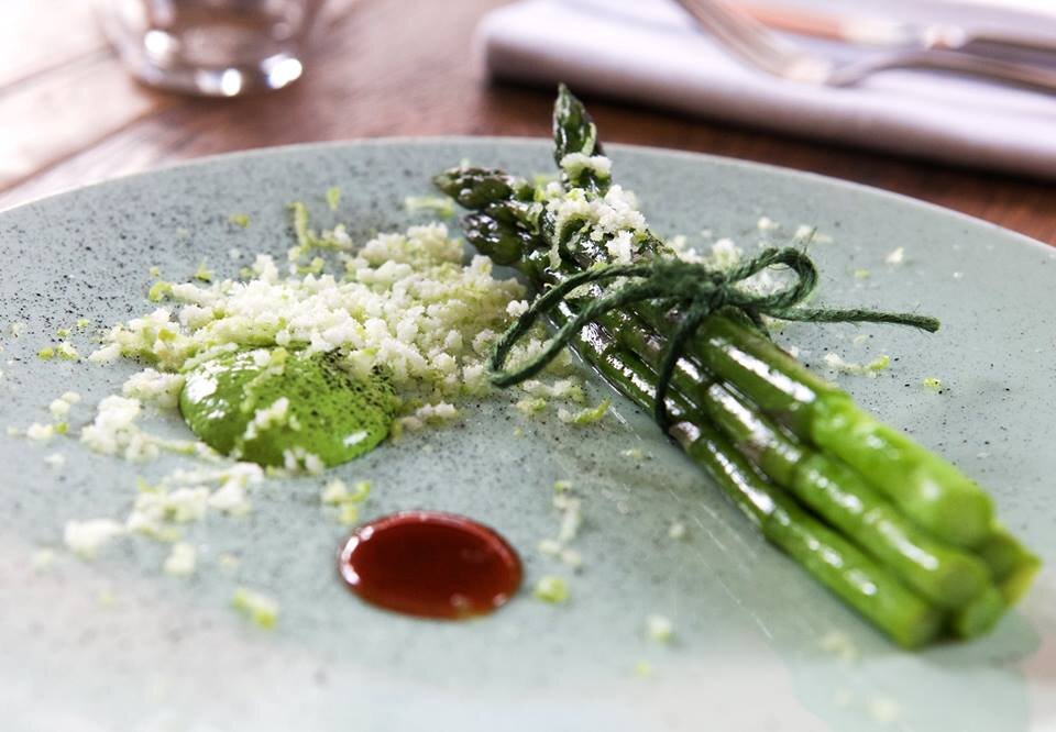Asparagus dish at Benedicts restaurant in Norwich.jpg