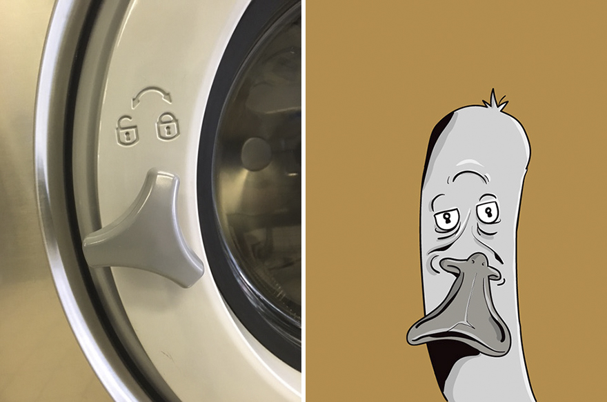 Grab my beak if it’s laundry you seek. You barely see me, maybe once a week. How can I not have this disappointed look? I dry your clothes as you read a book. I’m dryer duck, and for a buck, I dry the shirts you tuck. Handle my bill if you will, tweak left for your garments. I’ll see you next week, but please, no more vomit.