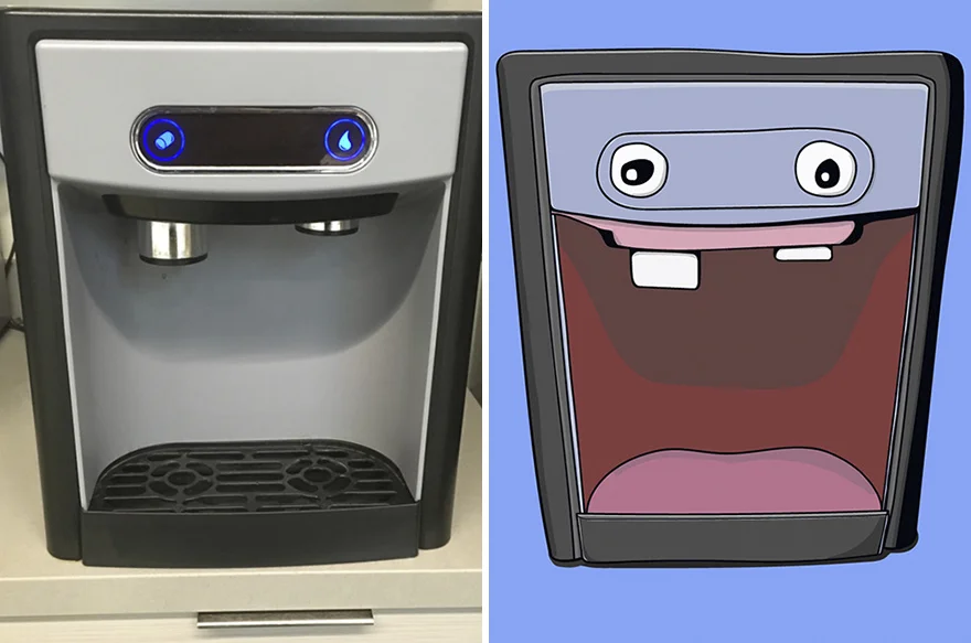 GAHAYUCK! Hi there! I have some stuff to share! It’s ice and water, and I suggest in that order. If it’s the latter first, by all means quench your thirst! But let it be known, YAHUH! You’re in the splash zone. My uneven teeth dispense your desires, push my eyes is what I require!