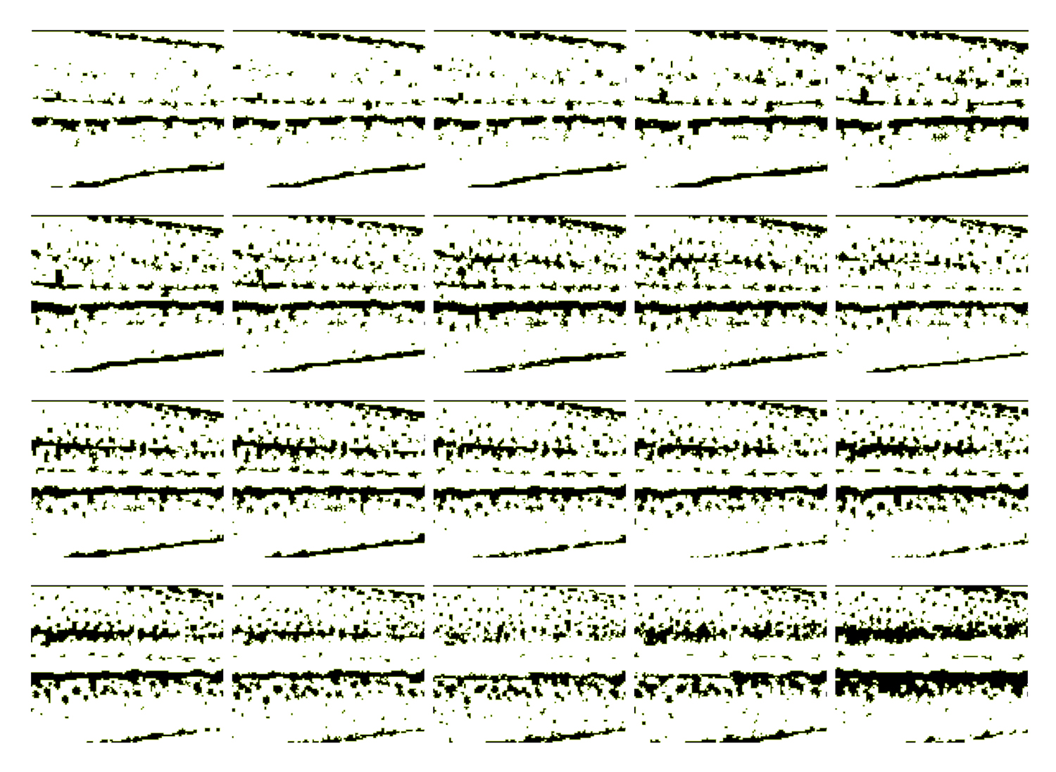 image processing reveals random distribution to linear banding
