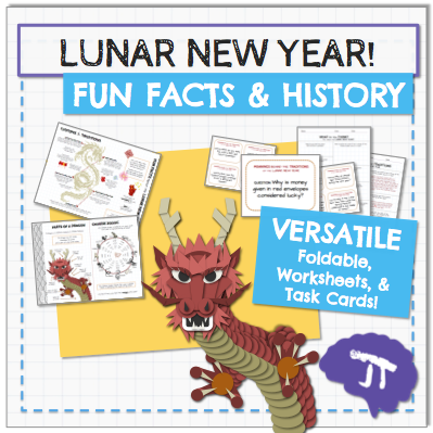 Chinese Lunar New Year Fun Facts Worksheet and Taskcards