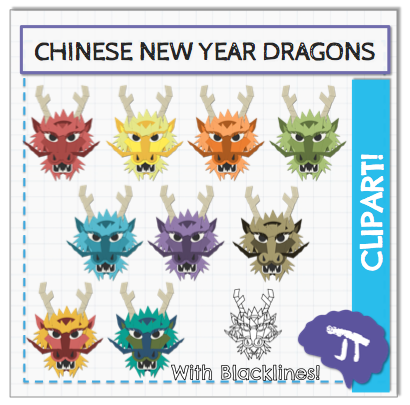 Chinese New Year Dragons Clipart and Art Activity