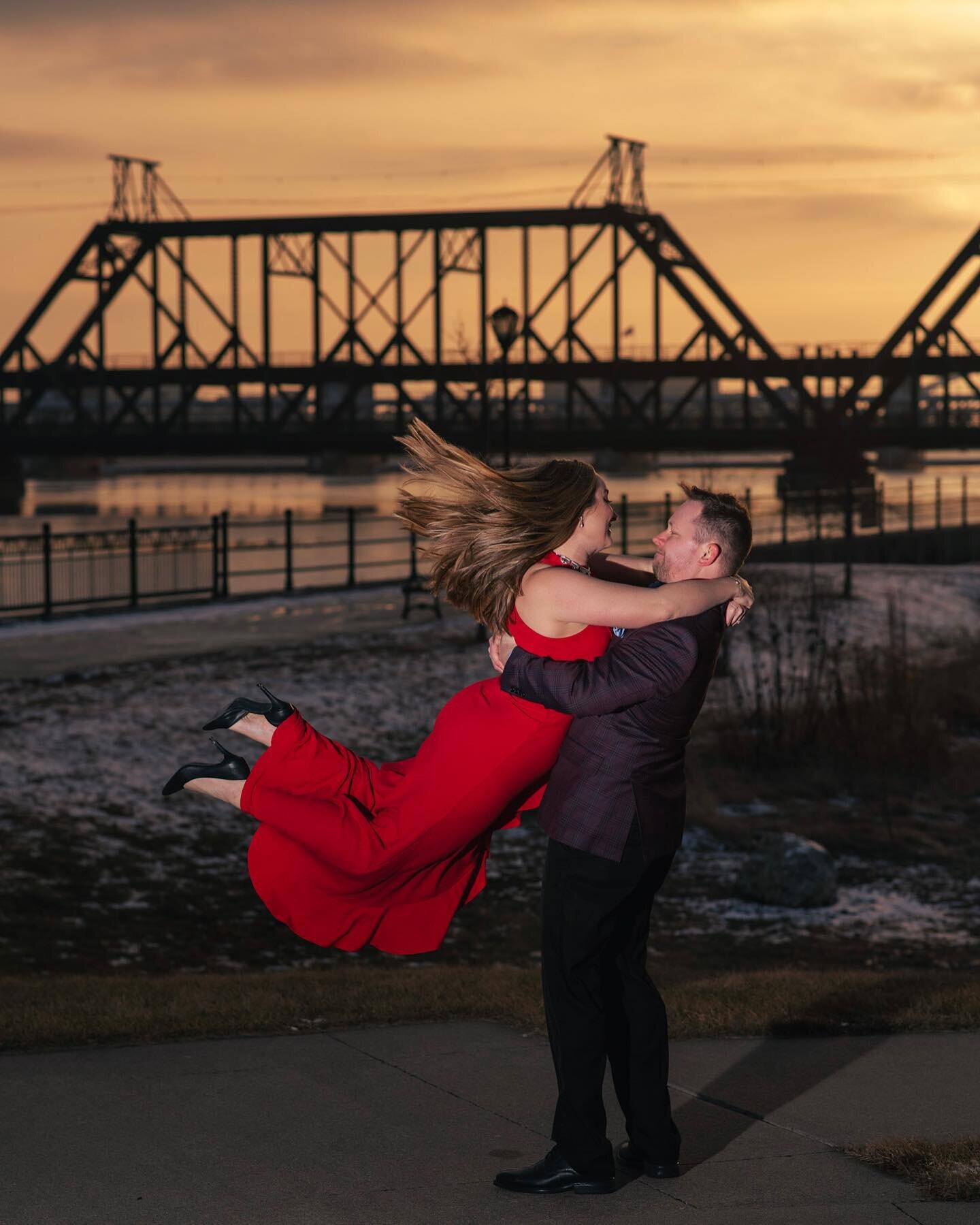 Winter #engagementphotos on the Mississippi River front. This #wonderful #couple is getting #married in June and we can&rsquo;t wait to #photograph and #film their #weddingday We still have a few 2023 dates open and are currently #booking2024weddings