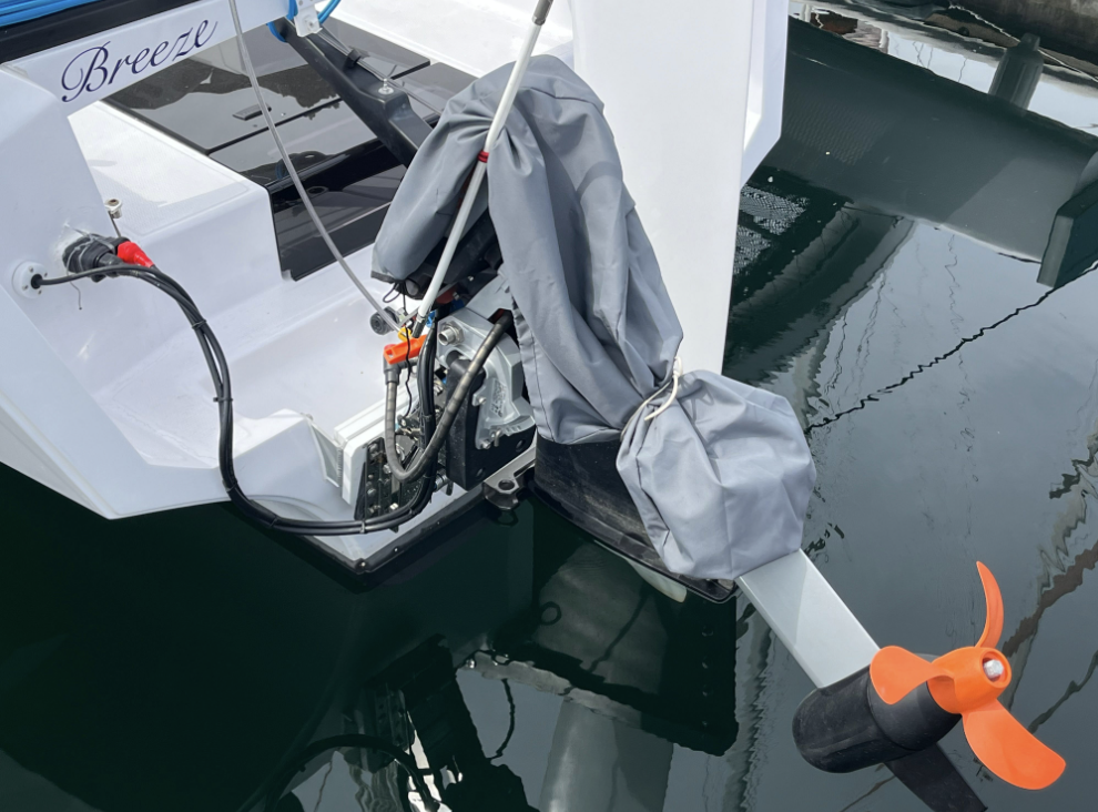 Torqeedo Electric motor on stern of an Corsair 880.png