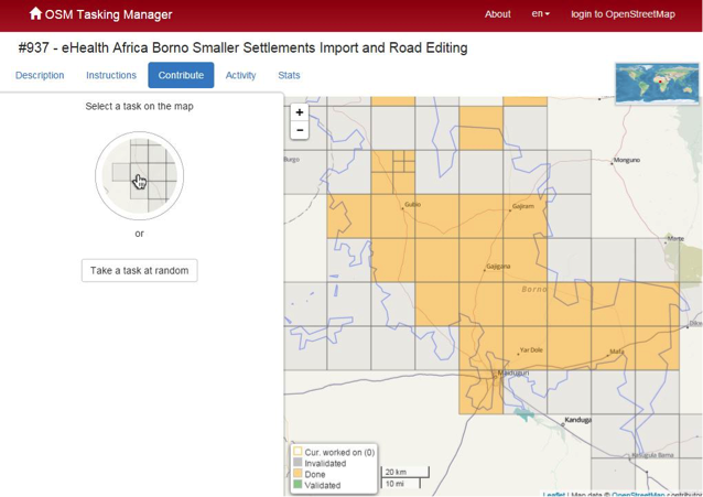 Figure 4. OpenStreetMap tasking manager