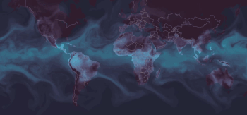 Precipitable water data from NOAA mapped by SFSU Geography alum Damon Burgett who currently works for Mapbox.